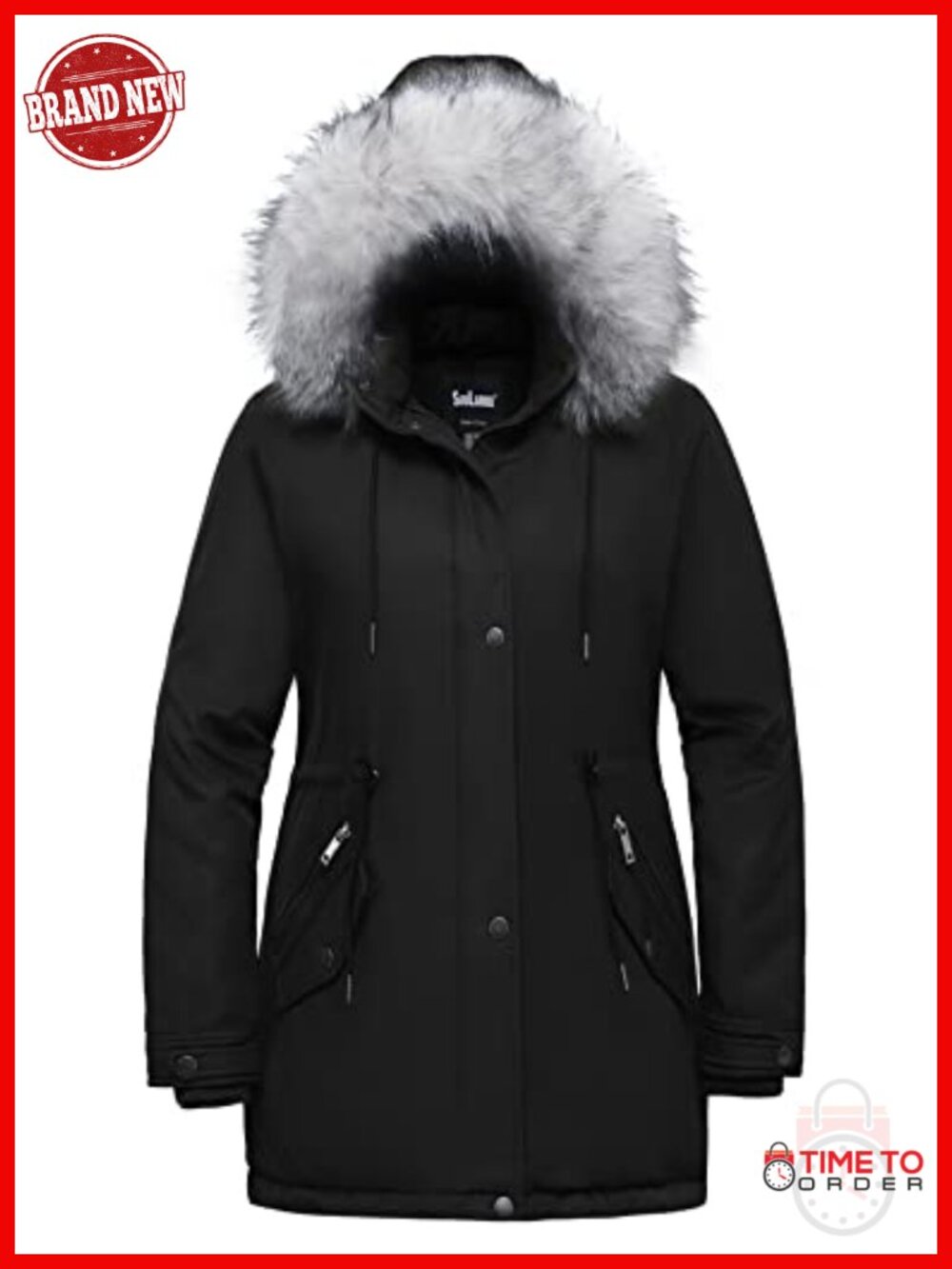 Women's Plus Size Winter Insulated Parka Coat with Faux Fur Hood